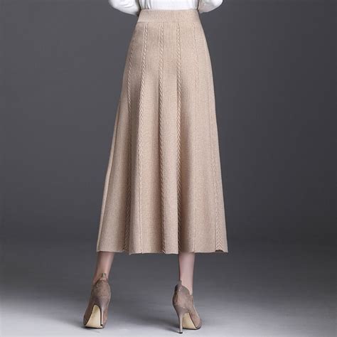 Cheap Autumn Winter Womens Temperament Midi Knitted Skirt Female Skirt