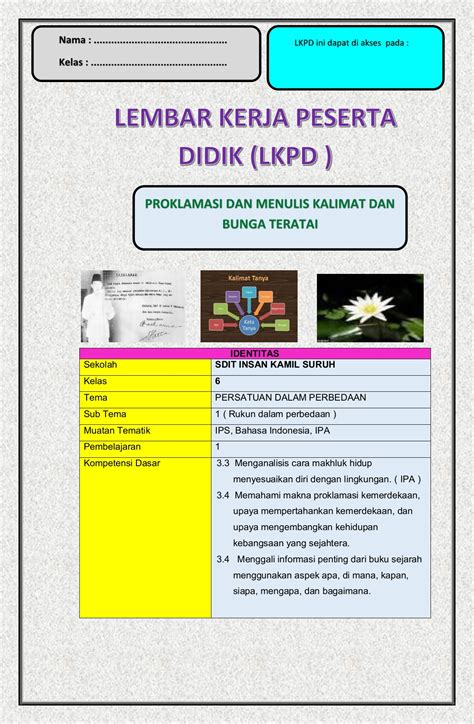 Contoh Lkpd Bahasa Indonesia Gudang Materi Online