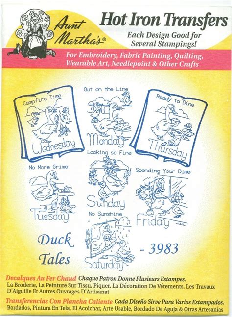 Duck Tales Aunt Martha S Hot Iron Embroidery Transfer EBay Embroidery Transfers