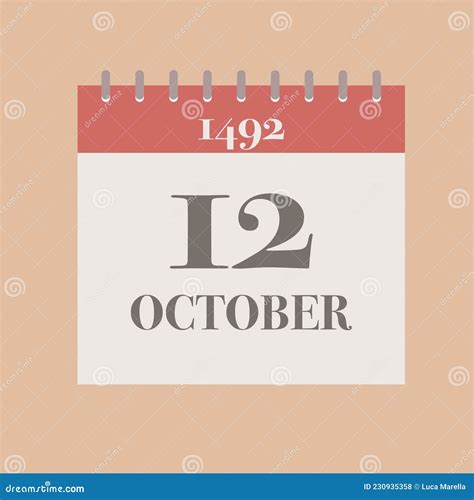 12 De Octubre 1492 Fecha Calendario Ilustración Vectorial Ilustración