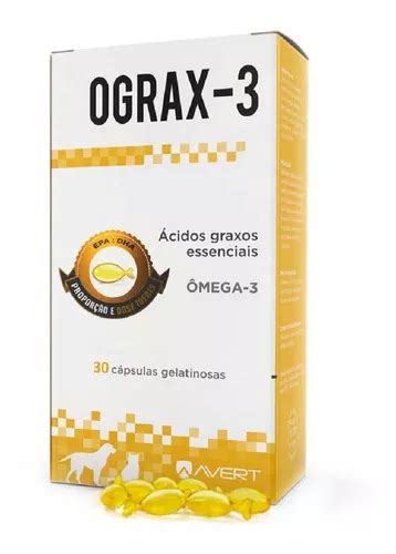 Avert Ograx 3 500 30 Cápsulas Omega 3 Suplemento Cães Gatos