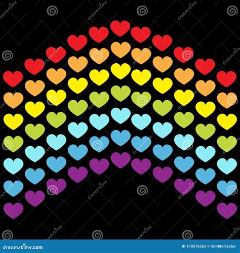 Rainbow Flag Line Backdrop Heart Shape Lgbt Gay Symbol Pride Sign Colorful Line Set Flat