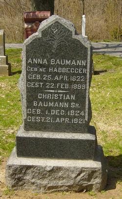 Anna Habbegger Baumann M Morial Find A Grave