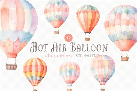 Pastel Hot Air Balloon Watercolor Graphic By Bunnyxart Creative Fabrica