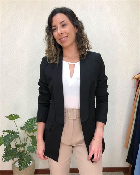 Blazer Feminino Alongado Preto Allux Boutique