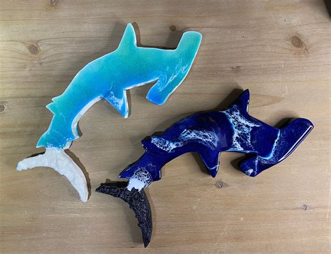 Ocean Waves Epoxy Yin Yang Hammerhead Sharks Wall Decor Etsy