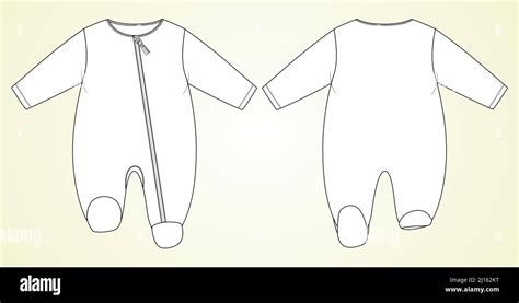 Baby Bodysuit Romper Technical Fashion Flat Sketch Vector Illustration