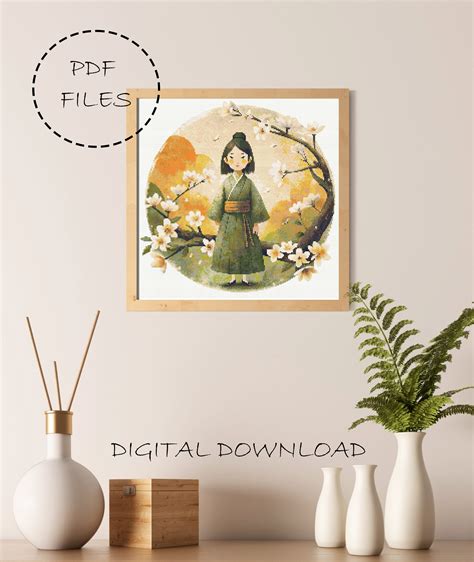 Samurai Cross Stitch Pattern | Sakura Cross Stitch | Cherry Blossom