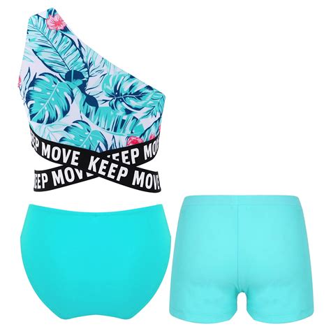 YONGHS Girl S Piece Bikini Set Criss Cross Crop Tops With Shorts Briefs Swimsuit Bathing Suit