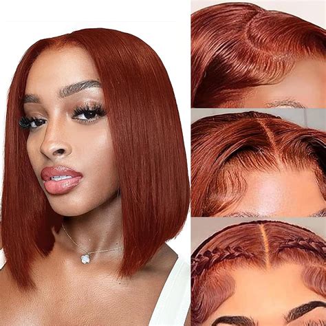 Reddish Brown Bob Wig Human Hair 13x4 Lace Front Wigs