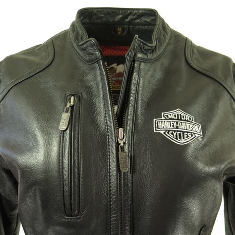 Harley Davidson Black Leather Jacket Womens M Motorcycle Biker ...