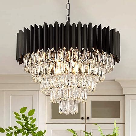 Modern Crystal Chandeliers Gold Black Crystal Chandeliers Tier Round