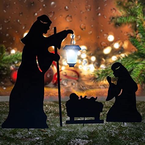 Nativity Set Silhouette Christmas Outdoor Decoration, Three Piece Heavy ...