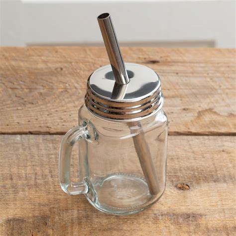 Rustic Mason Jar Drinking Lids And Straw Set