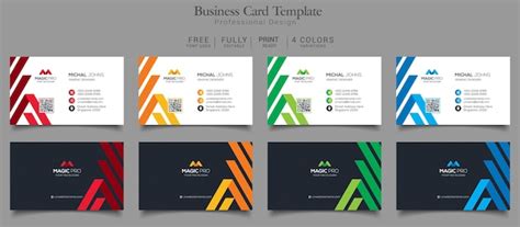 Premium PSD | Business card template 4 color variations