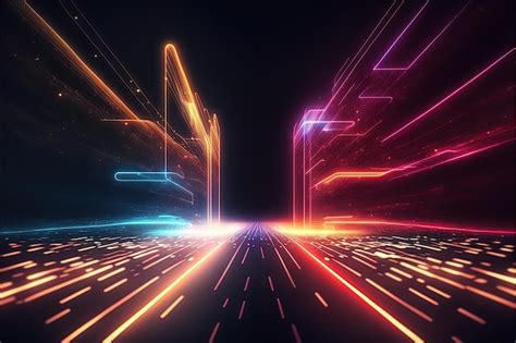 Premium Ai Image Digital Background With Colorful Light Trail