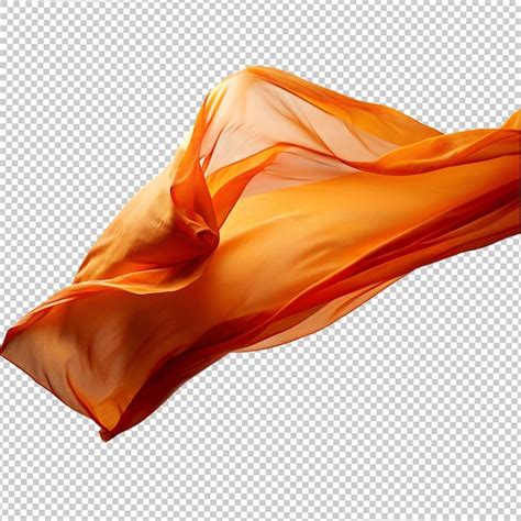 Premium Psd Orange Flying Fabric Silk On Transparent Background