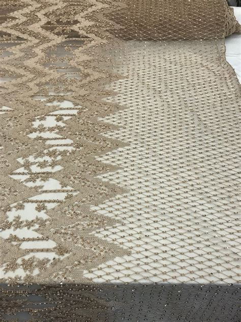 By The Yard Handmade Skin Nude Beaded Floral Mesh Lace Etsy