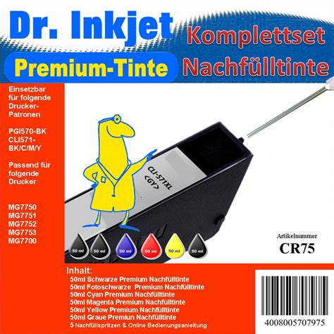 CR75 - 300ml - Dr.Inkjet Premium Nachfülltinte Starterset für Ihren ...