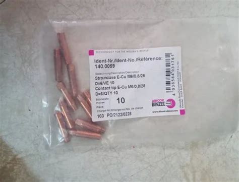 Copper Abicor Binzel Contact Tip At ₹ 96piece In Ahmedabad Id