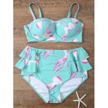 41 OFF 2024 Cami High Waisted Flounced Push Up Bikini Set In LIGHT