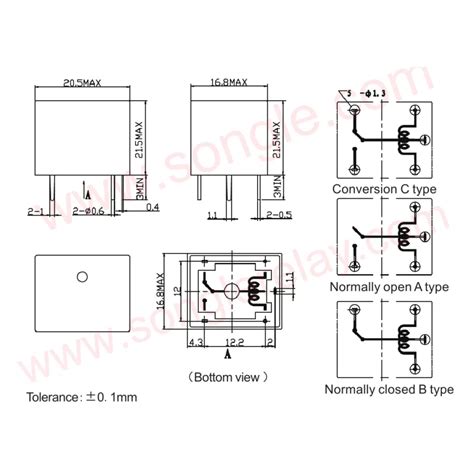 Relay SRU-05VDC-SL-C, 5V DC/250V AC 10A | AMPUL.eu