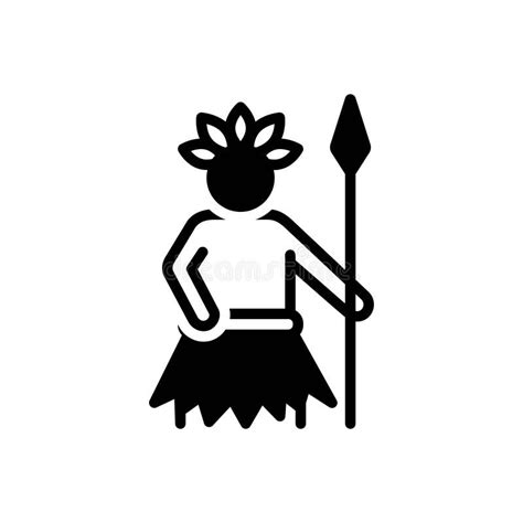 Black Solid Icon For Savage Caveman And Ancient Stock Vector
