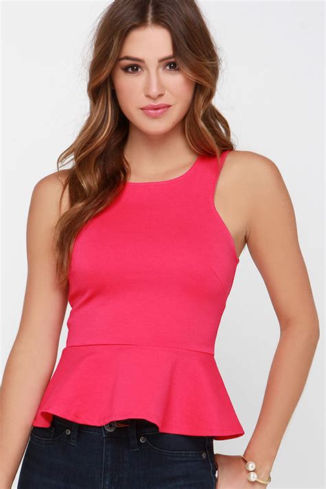 Hot Pink Peplum Top Sleeveless Peplum Top 28 00 Lulus