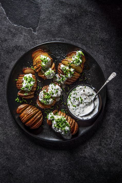 Hasselback Potatoes With Sour Cream And Chives Photograph by Magdalena ...