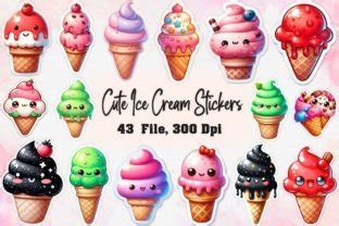 Cute Ice Cream Stickers Bundle Graphic by Dreamshop · Creative Fabrica