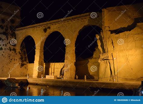 Birgu Malta Jul 18 2014 Old Arches Connecting Fort St Angelo With