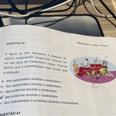 QUESTÃO 40 A figura ao lado representa a presença de alguns componentes