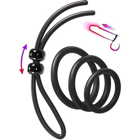 Cock Ring 3 anneaux de pénis et 1 attache réglable pour une érection plus forte Sex Toys pour un