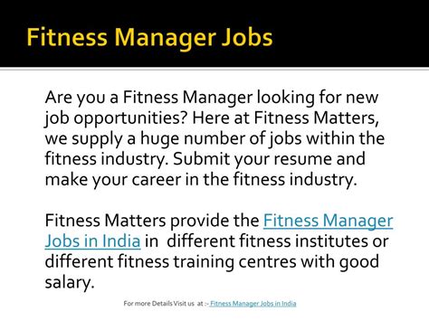 PPT - Fitness Manager Jobs in India PowerPoint Presentation, free