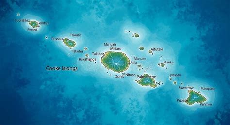 map  cook islands  labeled islands  surrounding ocean