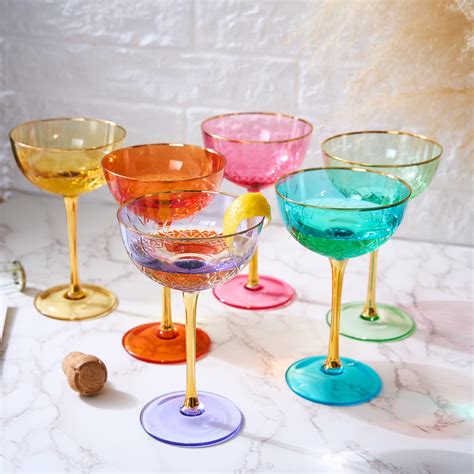 Vintage Art Deco Coupe For Champagne Martini Cocktails Glasses Set Of 6 7 Oz Classic