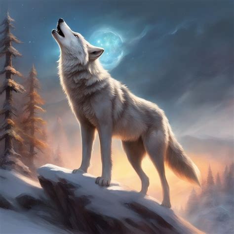 premium ai image gray wolf howling   wilderness area wallpaper