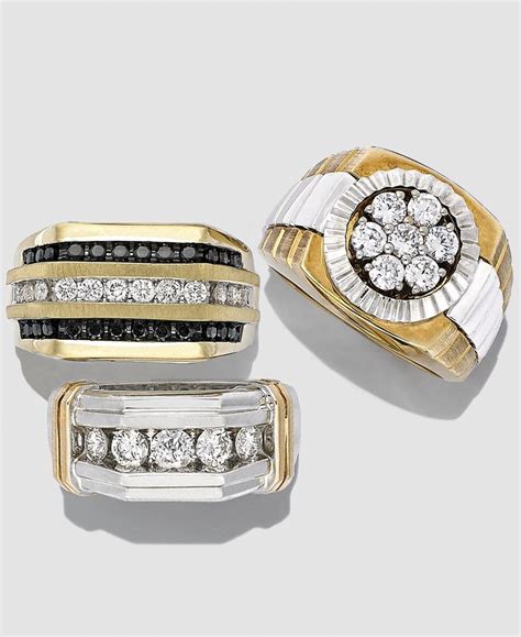 Mens White And Black Diamond 1 Ct Tw Ring Macys Macys Mens