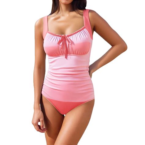 BeAi V Neck Swimsuits For Women Plus Size Womens Bikini Set Push Up Swimwear For Women Tummy