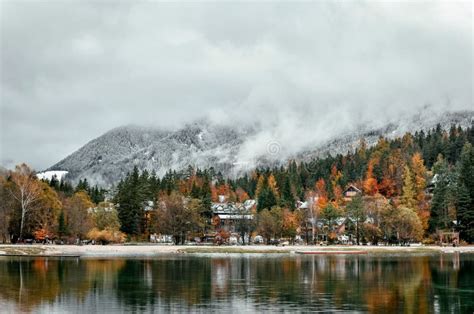 Beautiful Village And Resort By Lake Jasna Near Kranjska Gora On A