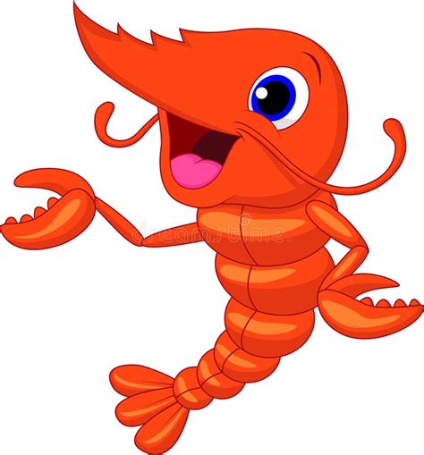 Cute Shrimp Cartoon Presenting Stock Vector Illustration Of Gesturing