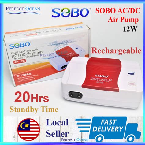 Sobo AP 1000 AC DC Air Pump Aquarium Silent Oxygen Rechargeable Battery