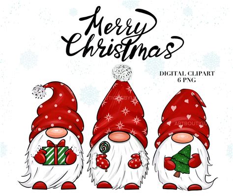 Christmas Gnomes Clipart Scandinavian Cute Gnome Merry Etsy Canada