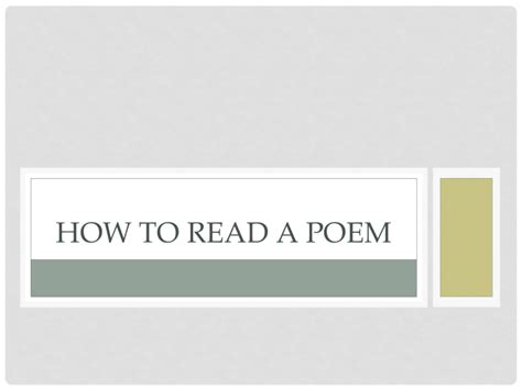 How To Read A Poem