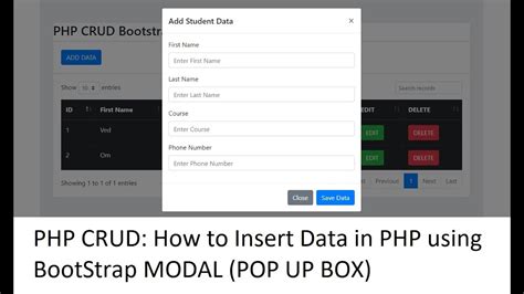 PHP CRUD Bootstrap Modal Insert Data Into Database In PHP YouTube