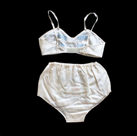RARE S WWII Lingerie Set S Novelty Bright Cor Gem