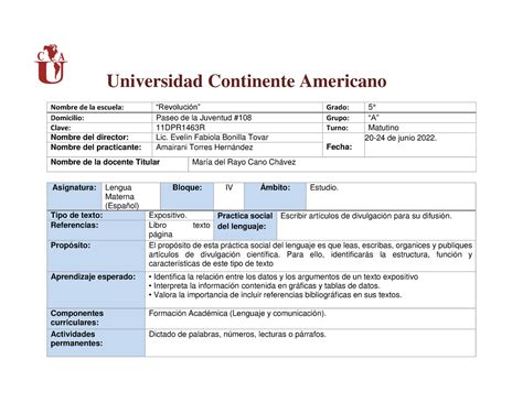 29junio Planeacion Universidad Continente Americano Nombre De La
