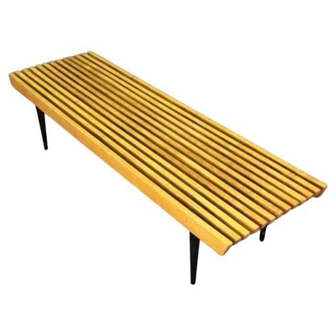 Mid Century Modern Slat Bench For Sale At 1stdibs Black Slatted Bench Mid Century Modern Slat