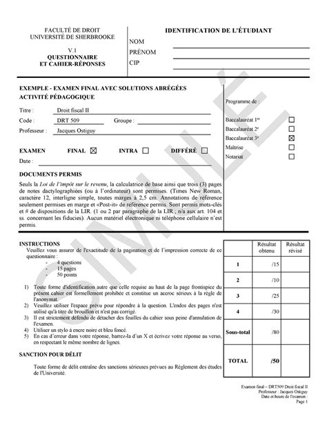 Drt Ostiguy Quest Corrige Final Simule A Examen Final Drt