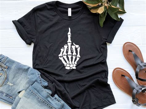 Skeleton Middle Finger Shirt Fuck You Shirt Skeleton Hand Etsy